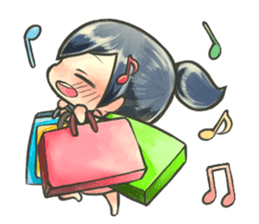 Fluffy watercolor girl sticker #14824071