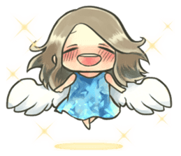 Fluffy watercolor girl sticker #14824073