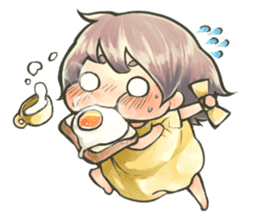 Fluffy watercolor girl sticker #14824074