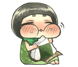 Fluffy watercolor girl sticker #14824076