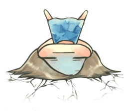 Fluffy watercolor girl sticker #14824077