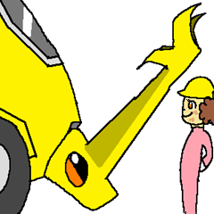 Civil engineering girl and beetledozer