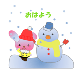 Rabbit and bear daily(snow) sticker #14836806
