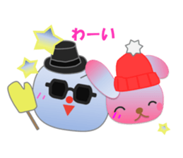 Rabbit and bear daily(snow) sticker #14836809