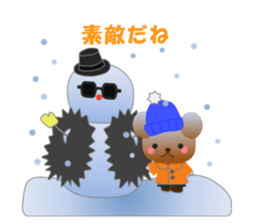 Rabbit and bear daily(snow) sticker #14836821