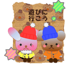 Rabbit and bear daily(snow) sticker #14836841