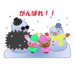 Rabbit and bear daily(snow) sticker #14836842
