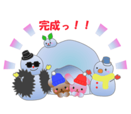 Rabbit and bear daily(snow) sticker #14836843