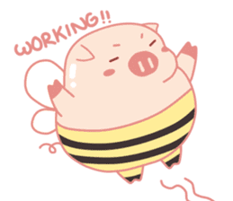 Adorable Chubby Pink Pig in Busy Tasks sticker #14837476