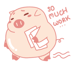 Adorable Chubby Pink Pig in Busy Tasks sticker #14837491