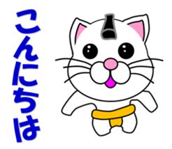 A white cat which plays sumo sticker #14844623