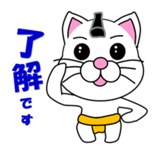 A white cat which plays sumo sticker #14844626