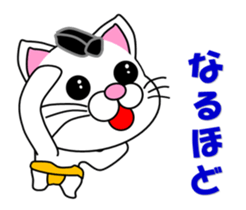 A white cat which plays sumo sticker #14844627