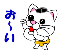 A white cat which plays sumo sticker #14844628