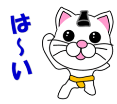 A white cat which plays sumo sticker #14844629