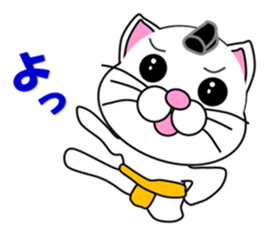 A white cat which plays sumo sticker #14844634