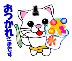 A white cat which plays sumo sticker #14844640