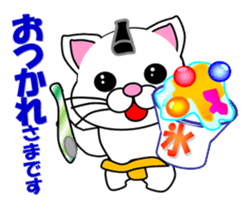 A white cat which plays sumo sticker #14844640