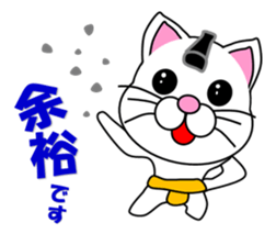 A white cat which plays sumo sticker #14844643