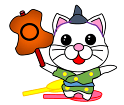 A white cat which plays sumo sticker #14844658