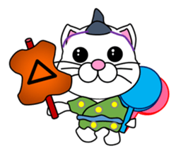 A white cat which plays sumo sticker #14844659