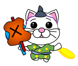 A white cat which plays sumo sticker #14844660