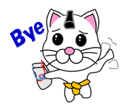 A white cat which plays sumo sticker #14844661