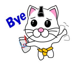 A white cat which plays sumo sticker #14844661