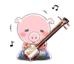 A piggy and musical instrument sticker #14855343