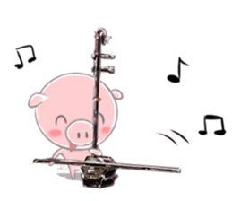 A piggy and musical instrument sticker #14855346