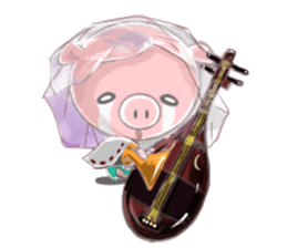 A piggy and musical instrument sticker #14855347