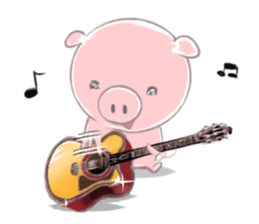 A piggy and musical instrument sticker #14855349
