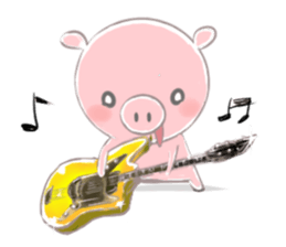A piggy and musical instrument sticker #14855350