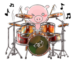 A piggy and musical instrument sticker #14855353