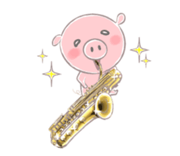 A piggy and musical instrument sticker #14855354