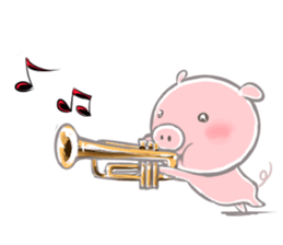 A piggy and musical instrument sticker #14855356