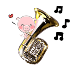 A piggy and musical instrument sticker #14855357