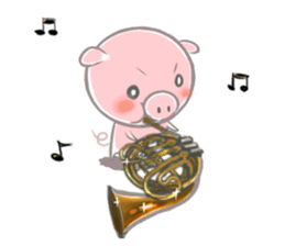 A piggy and musical instrument sticker #14855358
