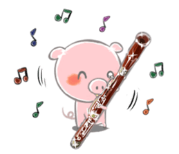 A piggy and musical instrument sticker #14855359