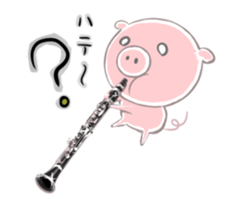 A piggy and musical instrument sticker #14855360