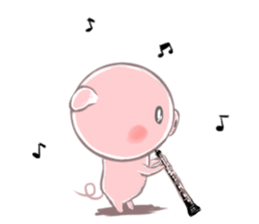 A piggy and musical instrument sticker #14855362