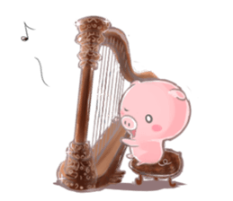 A piggy and musical instrument sticker #14855365