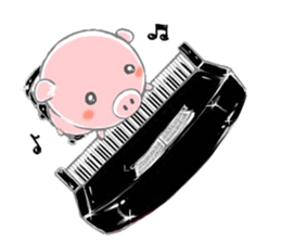 A piggy and musical instrument sticker #14855367