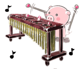A piggy and musical instrument sticker #14855369