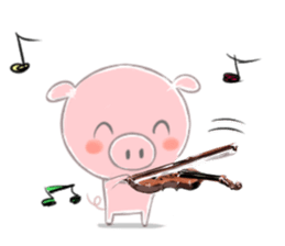 A piggy and musical instrument sticker #14855370