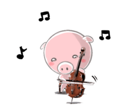 A piggy and musical instrument sticker #14855372