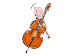 A piggy and musical instrument sticker #14855373