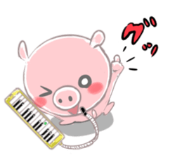 A piggy and musical instrument sticker #14855375