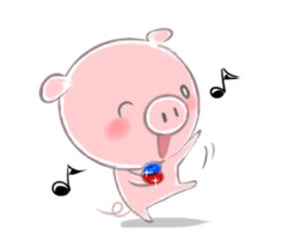 A piggy and musical instrument sticker #14855377
