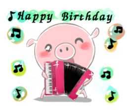 A piggy and musical instrument sticker #14855381